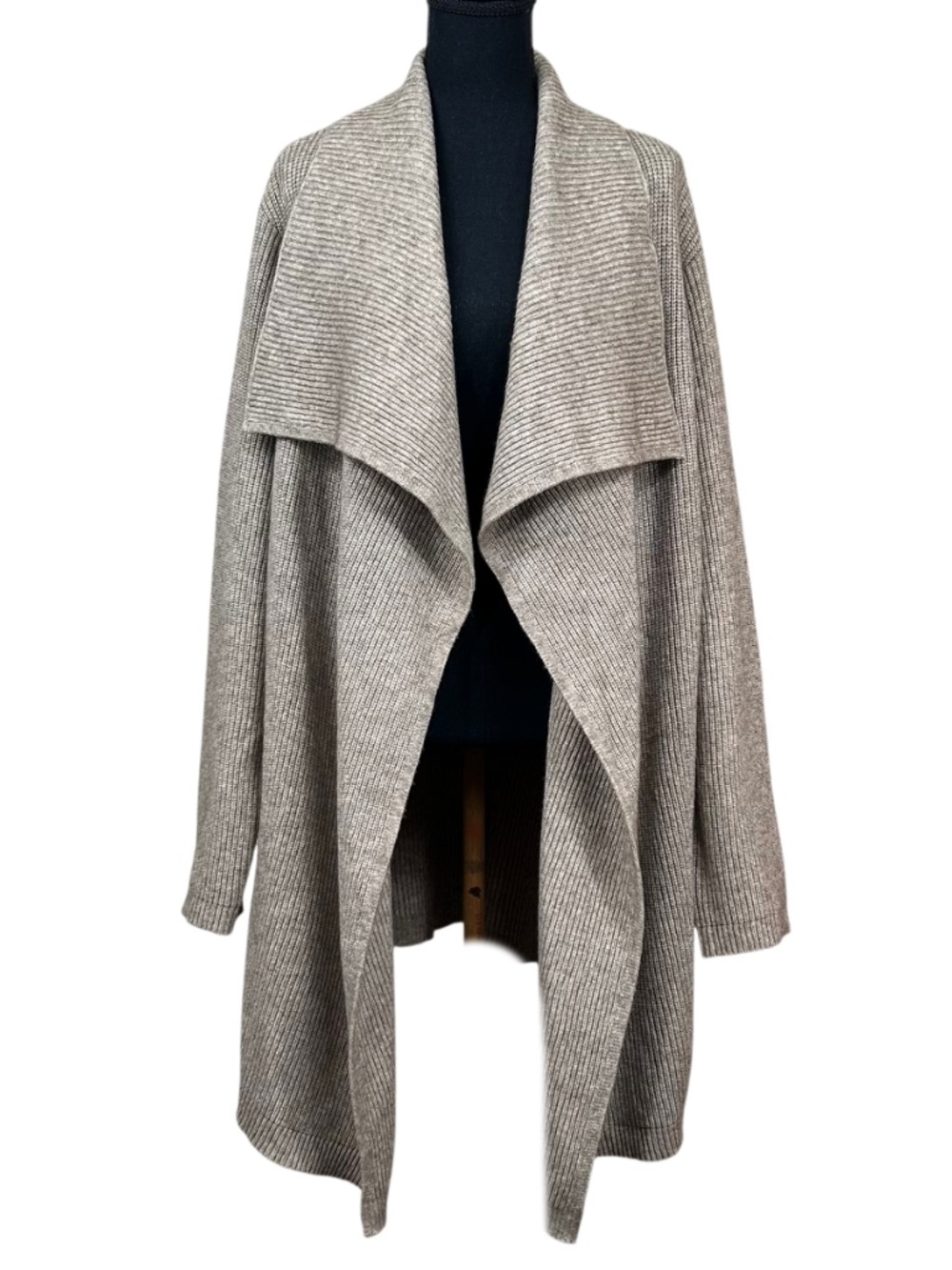 Karen Kane Tan Drape Lapel Rib Knit Long Sleeve Sweater Size 2X